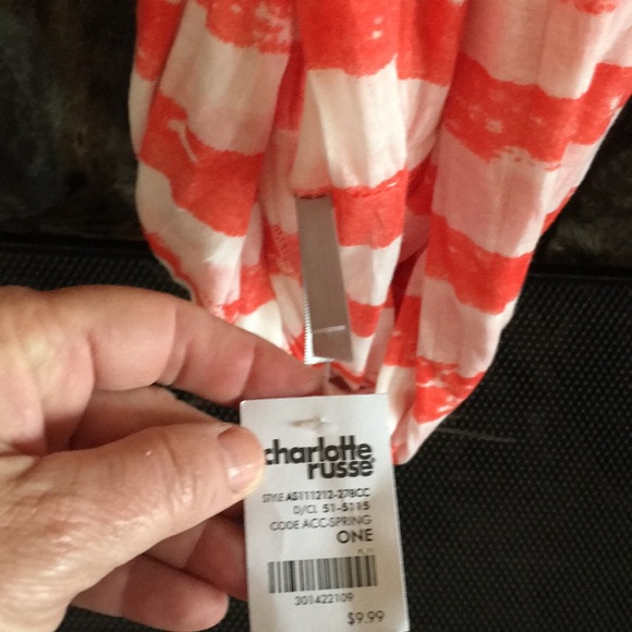 Charlotte Russe NWT infinity scarf. Orange white - Picture 2 of 2